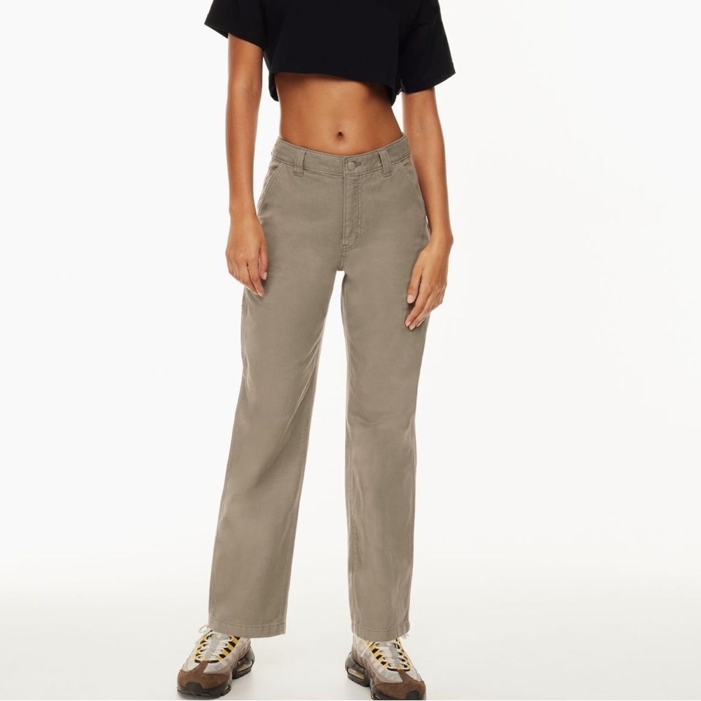 Sunday Best Jaden Pant in taupe high rise, straight leg Chino